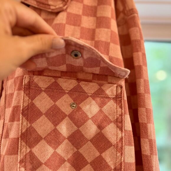 Flea Style Women’s Plaid Oversized Button-Down Shirt Shacket Large - Picture 2 of 5